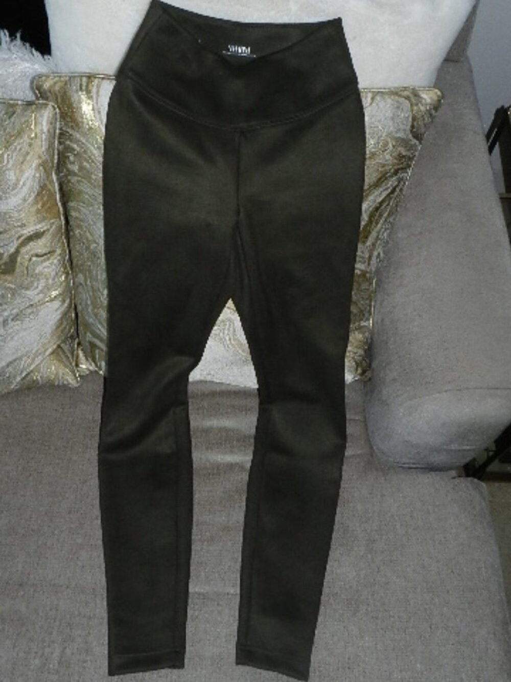 White House Black Market Olive Faux Suede Runway Legging Size 2